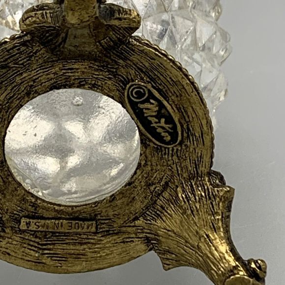 Vtg Ornate Matson Footed Perfume Bottle Dogwood Diamond Point Cut Glass Ormolu - Picture 13 of 17